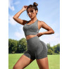 Conjunto deportivo de moda moldeador crop top  y  short levanta cola push up
