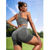 Conjunto deportivo de moda moldeador crop top  y  short levanta cola push up