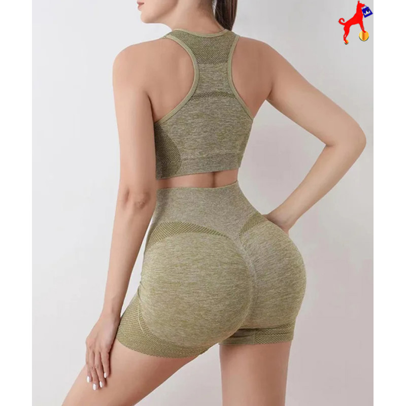 Conjunto deportivo de moda moldeador crop top y short levanta cola push up Conjunto deportivo de moda moldeador crop top y short levanta cola push up