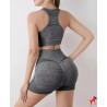 Conjunto deportivo de moda moldeador crop top  y  short levanta cola push up