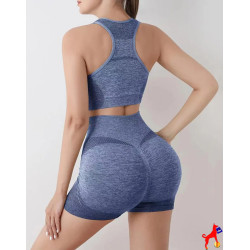 Conjunto deportivo de moda moldeador crop top  y  short levanta cola push up