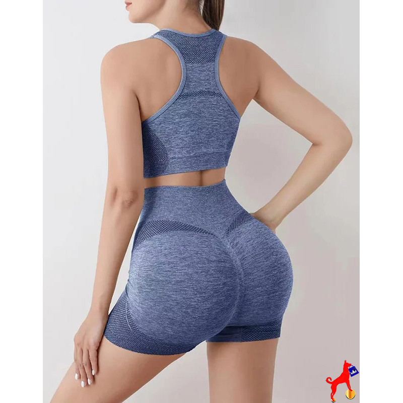 Conjunto deportivo de moda moldeador crop top y short levanta cola push up Conjunto deportivo de moda moldeador crop top y short levanta cola push up