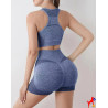 Conjunto deportivo de moda moldeador crop top  y  short levanta cola push up