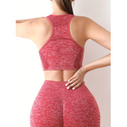 Conjunto deportivo de moda moldeador crop top  y  short levanta cola push up