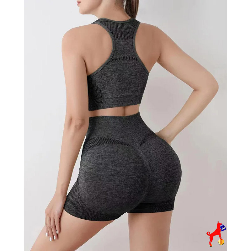 Conjunto deportivo de moda moldeador crop top y short levanta cola push up Conjunto deportivo de moda moldeador crop top y short levanta cola push up