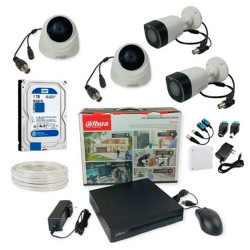 Kit Completo CCTV 2 Megapíxeles Cámaras de Seguridad DAHUA 4 cámaras tipo domo y bala dvr de 8 canales