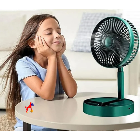 Ventilador telescópico plegable silencioso recargable para el hogar y oficina en días calurosos y de verano