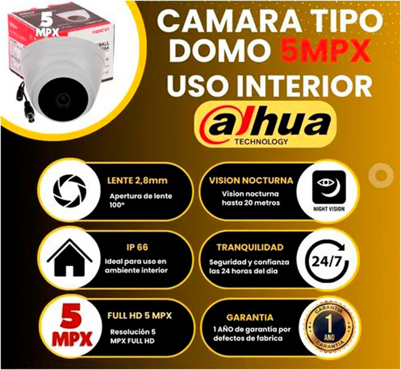Cámara tipo domo de 5 mpx