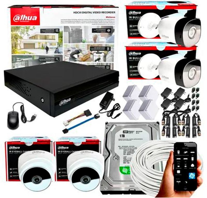 Kit completo de cctv camaras de seguridad tipo bala y tipo domo